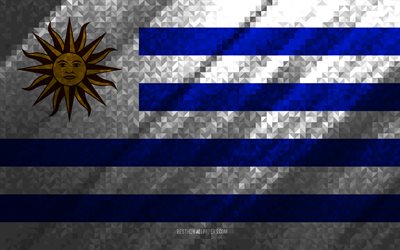 Bandeira do Uruguai, abstra&#231;&#227;o multicolorida, bandeira do mosaico do Uruguai, Uruguai, arte do mosaico, bandeira do Uruguai