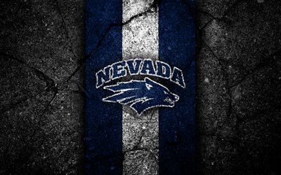 Nevada Wolf Pack, 4k, american football team, NCAA, blue white stone, USA, asphalt texture, american football, Nevada Wolf Pack logo