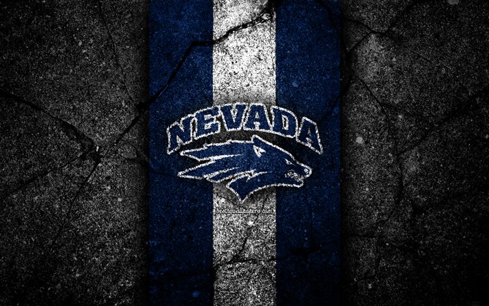 Nevada Wolf Pack, 4k, &#233;quipe de football am&#233;ricain, NCAA, pierre blanche bleue, USA, texture asphalte, football am&#233;ricain, logo Nevada Wolf Pack