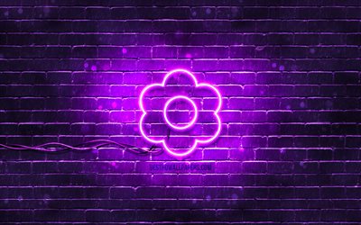 Violet flower neon icon, 4k, violet background, neon symbols, Violet flower, neon icons, Violet flower sign, nature signs, Violet flower icon, nature icons