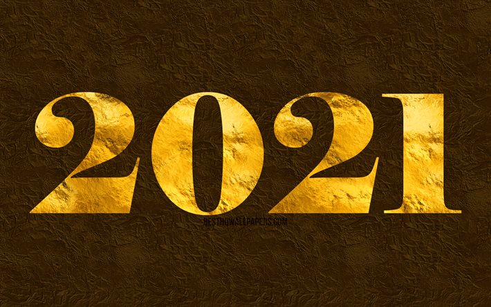 4k, 2021 ano novo, arte, 2021 d&#237;gitos de pedra dourada, 2021 conceitos, 2021 em fundo de pedra, arte 3D, 2021 d&#237;gitos do ano, feliz ano novo de 2021