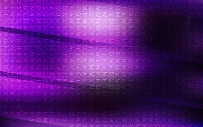 abstract violet background, 4k, typography patterns, purple backgrounds, typography, letters and digits