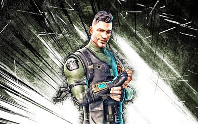 4k, Squad Leader, grunge art, Fortnite Battle Royale, Fortnite characters, green abstract rays, Squad Leader Skin, Fortnite, Squad Leader Fortnite