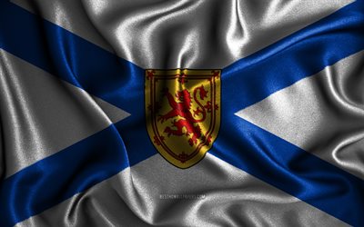 Nova Scotia flag, 4k, silk wavy flags, canadian provinces, Day of Nova Scotia, fabric flags, Flag of Nova Scotia, 3D art, Nova Scotia, Provinces of Canada, Nova Scotia 3D flag, Canada