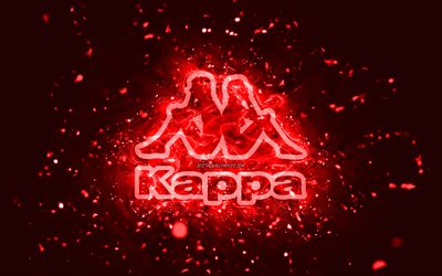 Kappa r&#246;d logotyp, 4k, r&#246;da neonljus, kreativ, r&#246;d abstrakt bakgrund, Kappa logotyp, varum&#228;rken, Kappa