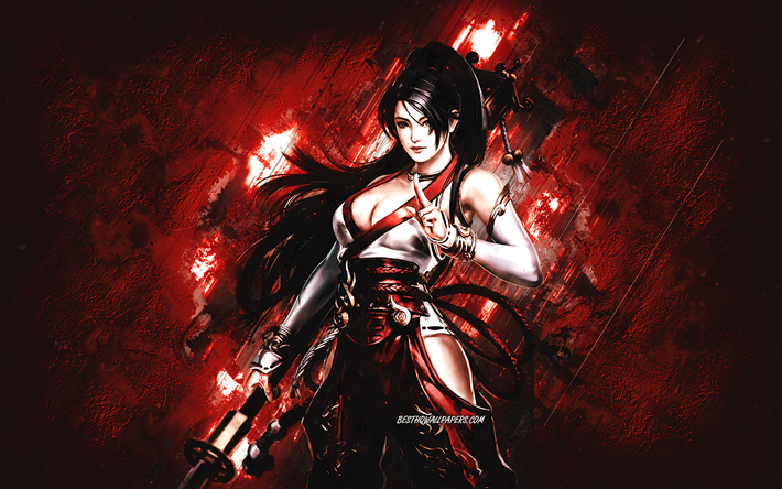 Momiji, Dead or Alive 5, Main Characters, Red Stone Background, Dead or Alive Characters, Momiji Dead or Alive
