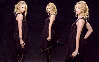 Taylor Swift, amerikansk sångerska, fotografering, svart klänning, vacker kvinna, amerikansk stjärna, populära sångare