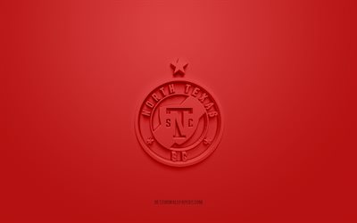 North Texas SC, creative 3D logo, red background, American soccer team, USL League One, Texas, USA, 3d art, soccer, North Texas SC 3d logo