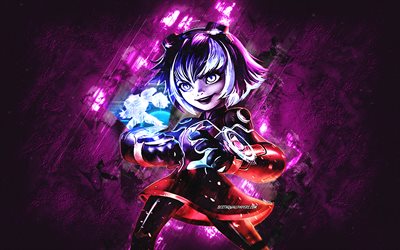 Super Galaxy Annie, League of Legends, purple stone background, main characters, Super Galaxy Annie LoL, League of Legends characters, Super Galaxy Annie League of Legends