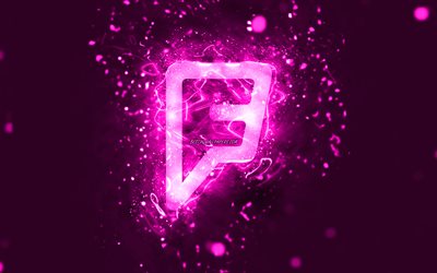 Logo violet Foursquare, 4k, néons violets, créatif, fond abstrait violet, logo Foursquare, réseau social, Foursquare