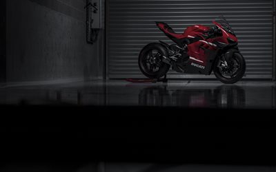 Ducati Superleggera V4, 2021, vista laterale, esterno, rosso Superleggera V4, moto sportive, moto sportive italiane, Ducati