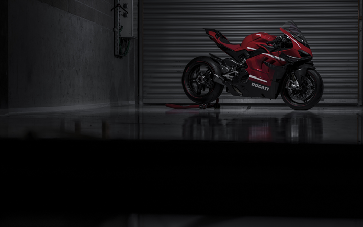 Ducati Superleggera V4, 2021, side view, exterior, red Superleggera V4, sportbikes, Italian sport bikes, Ducati