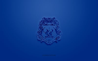 ThespaKusatsu Gunma, creative 3D logo, blue background, J2 League, 3d emblem, Japan Football Club, Maebashi, Japan, 3d art, football, ThespaKusatsu Gunma 3d logo