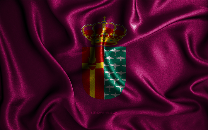 Bandiera di Getafe, 4k, bandiere ondulate di seta, città spagnole, Giorno di Getafe, bandiere in tessuto, arte 3D, Getafe, città della Spagna, bandiera Getafe 3D