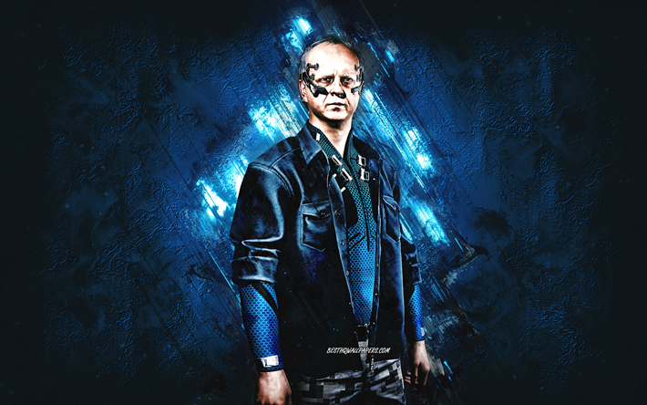 Gottfrid Persson, Cyberpunk 2077, fond de pierre bleue, personnages de Cyberpunk 2077, Gottfrid Persson Cyberpunk, personnage de Gottfrid Persson