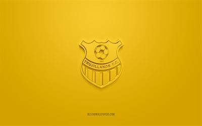 Trujillanos FC, yaratıcı 3D logo, sarı arka plan, Venezuela futbol takımı, Venezuela Primera Division, Valera, Venezuela, 3d sanat, futbol, Trujillanos FC 3d logo