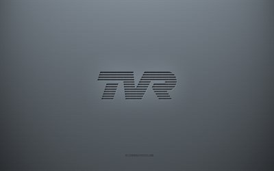 Logo TVR, arrière-plan créatif gris, emblème TVR, texture de papier gris, TVR, fond gris, logo TVR 3d