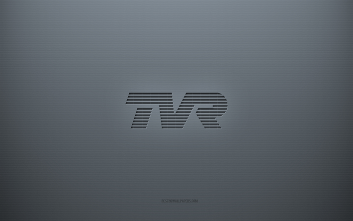 TVR logo, gray creative background, TVR emblem, gray paper texture, TVR, gray background, TVR 3d logo