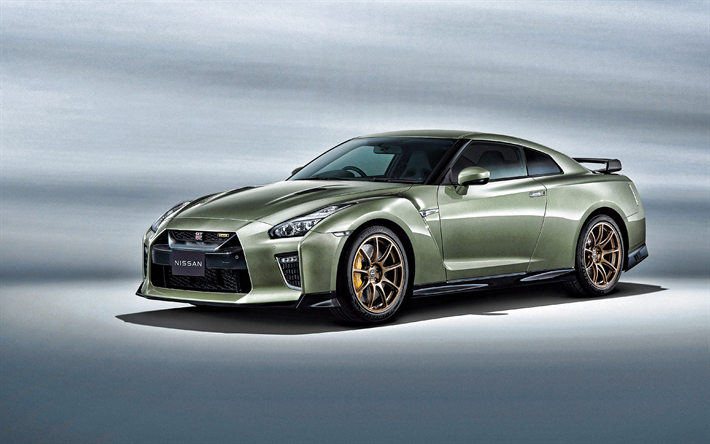 2022, Nissan GT-R T-Spec, 4k, front view, exterior, green sports coupe, new green GT-R, Japanese sports cars, Nissan