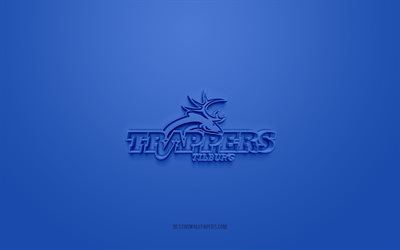 Tilburg Trappers, yaratıcı 3D logo, mavi arka plan, BeNe Ligi, 3d amblem, Hollanda hokey Kul&#252;b&#252;, Hollanda, 3d sanat, hokey, Tilburg Trappers 3d logo