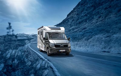 Knaus Knaus Van TI Plus 650 MEG Platinum Selection, gece, karavanlar, 2022 otob&#252;sler, gece manzaraları, kamp&#231;ılar, seyahat konseptleri, tekerlekli ev, Knaus