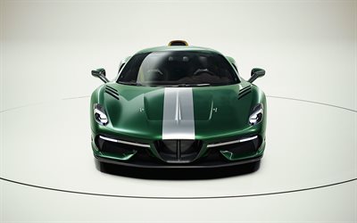 2021 Touring Arese RH95, front view, exterior, green supercar, new green Arese RH95, supercars, Touring