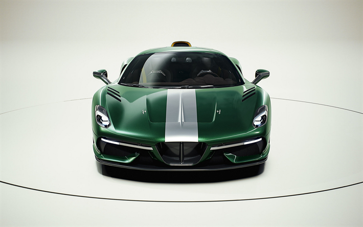 2021 Touring Arese RH95, front view, exterior, green supercar, new green Arese RH95, supercars, Touring