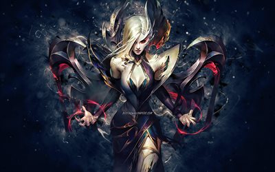 Coven Morgana, 4k, n&#233;ons gris, League of Legends, MOBA, œuvres d&#39;art, Coven Morgana Skin, Coven Morgana Build, LoL, Coven Morgana League of Legends