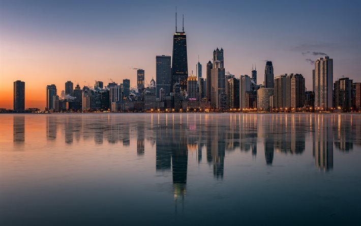 La Torre Willis de Chicago, el Lago Michigan, estados UNIDOS, rascacielos, Illinois