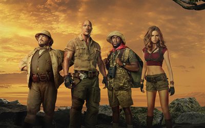 4k, Jumanji Welcome To The Jungle, poster, 2017 film, azione, Dwayne Johnson, Kevin Hart, Karen Gillan, Jack Black