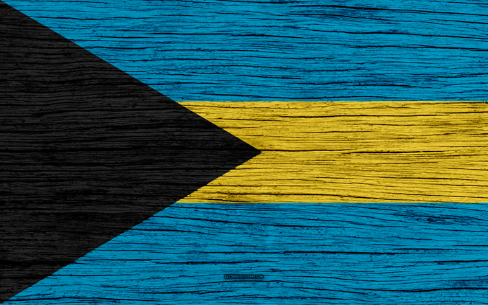 Bahamalar, 4k, Kuzey Amerika, ahşap doku, Bahama bayrak, ulusal semboller, Bahamalar bayrak, sanat bayrağı