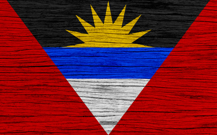 Antigua ve Barbuda bayrağı, 4k, Kuzey Amerika, ahşap doku, Antiguan bayrak, ulusal semboller, sanat, Antigua ve Barbuda