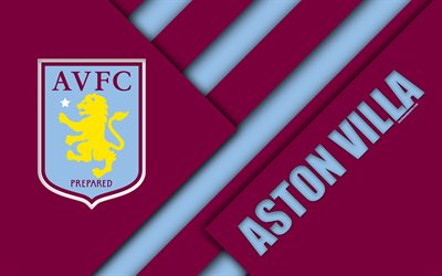 Aston Villa FC, logotyp, lila bl&#229; abstraktion, material och design, Engelska football club, Birmingham, England, fotboll, EFL Championship