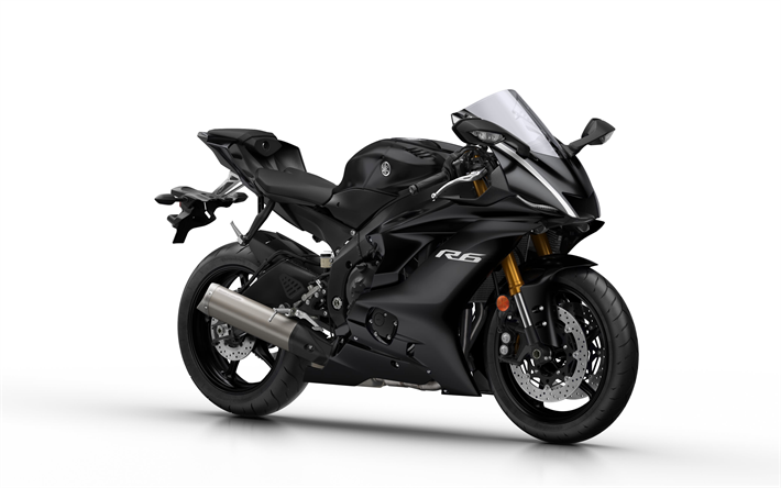 Yamaha YZF-R6, 2018, de sport, de moto, noir sportive, noir YZF-R6, 4k