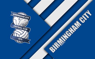 Birmingham City FC, logotipo, azul, abstracci&#243;n, dise&#241;o de materiales, el club de f&#250;tbol ingl&#233;s, de Birmingham, Inglaterra, reino unido, f&#250;tbol, EFL Campeonato