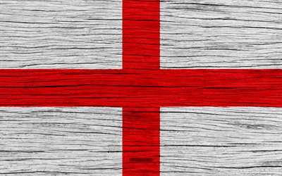 Flag of England, 4k, Europe, wooden texture, English flag, national symbols, England flag, art, England