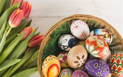 Easter, decoration, April 1, 2018, Easter eggs, basket
