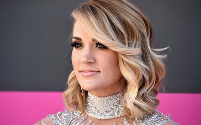 Carrie Underwood, cantante Estadounidense, 4k, retrato, maquillaje, rubia, cara, sesi&#243;n de fotos