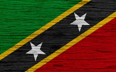 Flag of Saint Kitts and Nevis, 4k, North America, wooden texture, national symbols, Saint Kitts and Nevis flag, art, Saint Kitts and Nevis