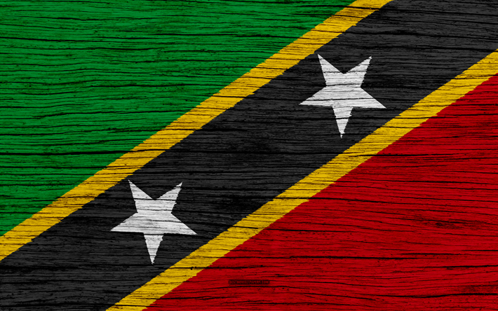 Flag of Saint Kitts and Nevis, 4k, North America, wooden texture, national symbols, Saint Kitts and Nevis flag, art, Saint Kitts and Nevis