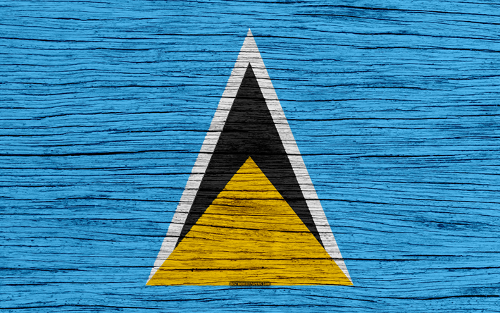 Flaggan i Saint Lucia, 4k, Nordamerika, tr&#228;-struktur, nationella symboler, Saint Lucia flagga, konst, Saint Lucia