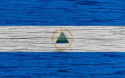Flag of Nicaragua, 4k, North America, wooden texture, Nicaraguan flag, national symbols, Nicaragua flag, art, Nicaragua