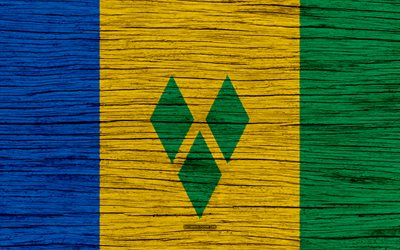 Lippu Saint Vincent ja Grenadiinit, 4k, Pohjois-Amerikassa, puinen rakenne, kansalliset symbolit, Saint Vincent ja Grenadiinien lippu, art, Saint Vincent ja Grenadiinit