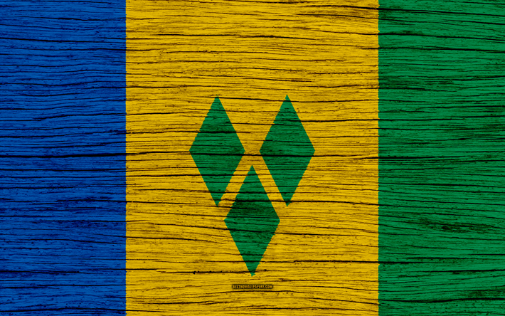 Bandiera di Saint Vincent e Grenadine, 4k, America del Nord, di legno, texture, simboli nazionali, Saint Vincent e Grenadine bandiera, arte, Saint Vincent e Grenadine