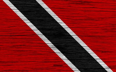 Trinidad ve Tobago bayrağı, 4k, Kuzey Amerika, ahşap doku, ulusal semboller, Trinidad ve Tobago bayrak, sanat, Trinidad ve Tobago