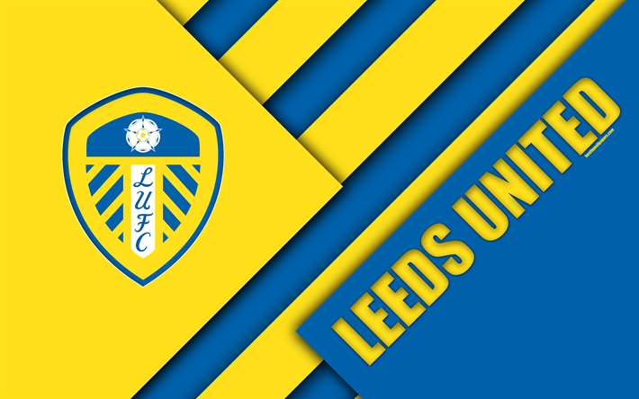 Download wallpapers Leeds United FC, logo, 4k, blue yellow abstraction ...