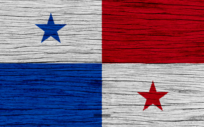 Flag of Panama, 4k, North America, wooden texture, national symbols, Panama flag, art, Panama