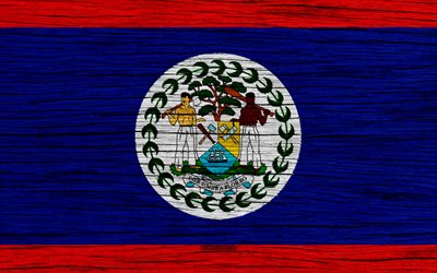 Flag of Belize, 4k, North America, wooden texture, Belizean flag, national symbols, Belize flag, art, Belize