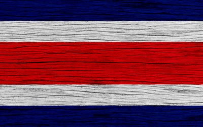 علم كوستاريكا, 4k, أمريكا الشمالية, نسيج خشبي, كوستاريكا العلم, الرموز الوطنية, الفن, كوستاريكا