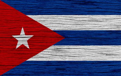 Bandiera di Cuba, 4k, America del Nord, di legno, texture, bandiera Cubana, simboli nazionali, Cuba, bandiera, arte